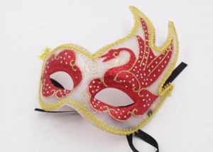 Valentine Day Red Eyes Yellow Lined White Fancy Mask For Carnival Party