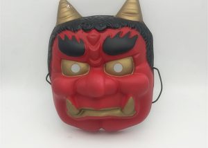Red Face Devil W Horns Halloween Full Face Mask For Party Costume Mask