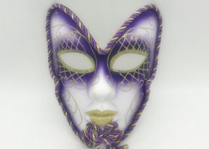 Purple Gold Tinted V Forehead Full Face Mask Venetian Mask Costume