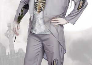 Grey Ghost Bridegroom Mens Costume Men's Grey Zombie Prom Ghost Groom Costume