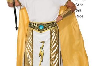 Men's Ancient Egypt Prince Of The Zeus Costumes White Golden One Size Halloween Dress Adult