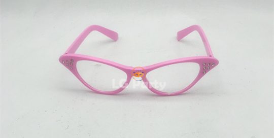 Pink Rhinestone Cat Eye 50s Party Glasses For Men and Women