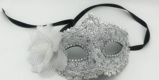 Christmas Costume Masquerade Mask W White Flower