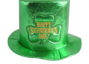 St. Patricks Day Party Favor Costume Green Shamrock Top Shiny Hat