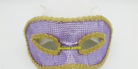 Light Purple Gold Sequined Half Face Eye Mask For New Year Party