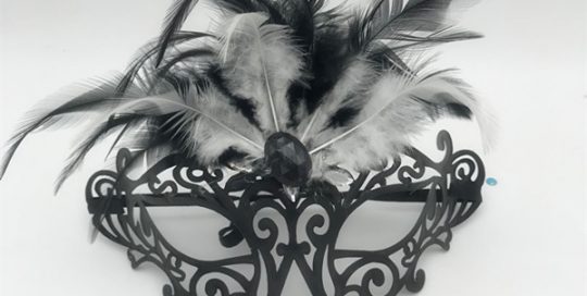 Black Metal Masquerade Mask Filigree Mask Ornamental Feathers