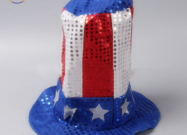 USA Flag Independence Day Uncle Sam Top Sequin Hat