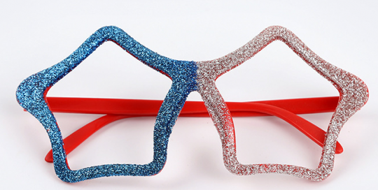 Independent Day Patriotic USA American Blue Red Glitter Eye Glasses