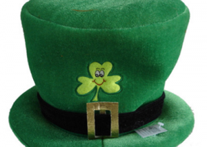 St. Patrick Lucky Green Day Felt Hat W Shamrock Sign