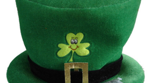 St. Patrick Lucky Green Day Felt Hat W Shamrock Sign