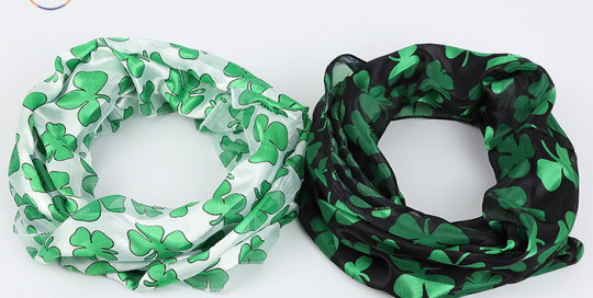 Assorted St Patrick Irish Green Black Shamrock Scarfs