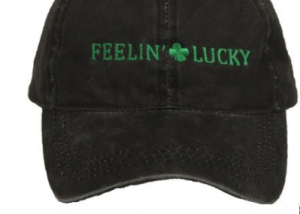 Black Shamrock Clover Leaf St Patricks Day Embroidered Hat Cap