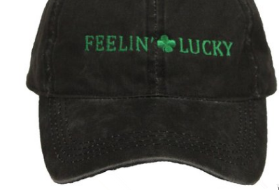 Black Shamrock Clover Leaf St Patricks Day Embroidered Hat Cap