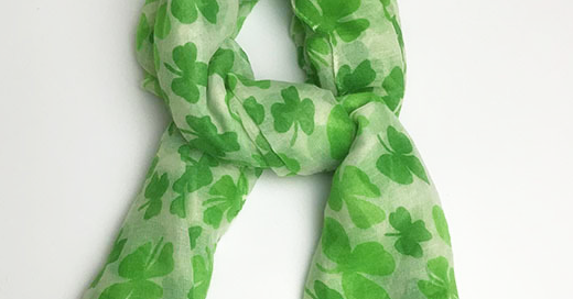St. Patricks Day Green Shamrock Scarf Party Holiday Scarf Costume Wear