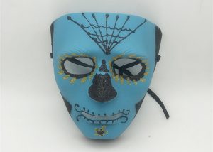 Blue Black Glitter Halloween Day Of The Dead Mask