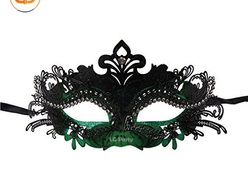 Masquerade Masks Laser Cut Metal Shiny Rhinestone Party Mask St. Patrick