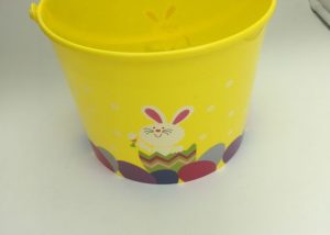 Plastic Painted Bunny Easter Basket with Handle Easter Eggs Festival