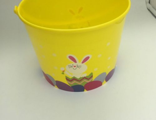 Plastic Painted Bunny Easter Basket with Handle Easter Eggs Festival