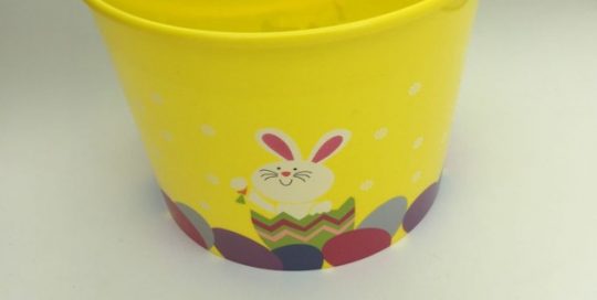 Plastic Painted Bunny Easter Basket with Handle Easter Eggs Festival