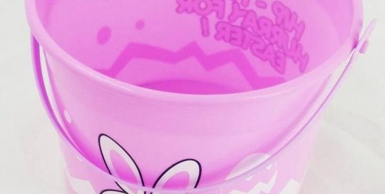 Bunny Easter Eggs Basket Plastic Bucket Pink Lego Party Easter Accessory