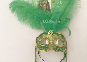 Lego Party St. Patrick's Day Green Gold Feather Glitter Mask For Amscan