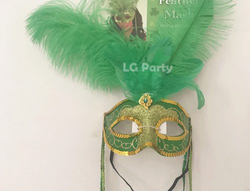 Lego Party St. Patrick’s Day Green Gold Feather Glitter Mask For Amscan