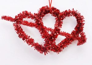 Valentine Gift Outdoor Decoration Double Red Hearts Wreaths Party Garland