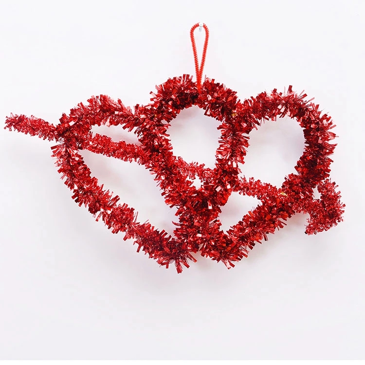 Valentine Heart Wreath Valentine Heart Wreaths Tinsel Heart Shaped Wreaths  with Foil Hearts Hanging Valentine's Day Wreaths Decorations for Wedding