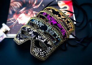 Assorted Color Men's Masquerade Masks Flower Priented Style