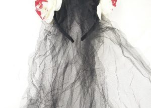 White Flower Crown Headbands with Black Veil Hair Accessories