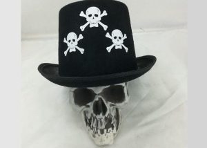 Halloween Black Top Hat with Skull Pattern Costume Accessories