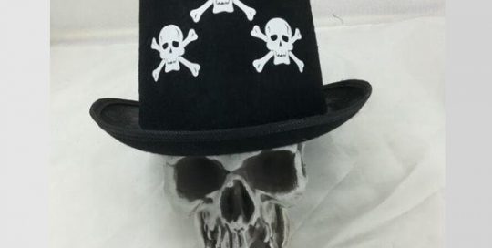 Halloween Black Top Hat with Skull Pattern Costume Accessories