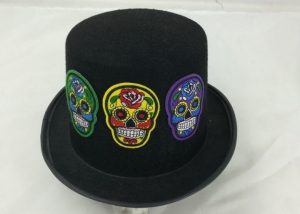 Day of the Dead Sugar Skeleton Top Hat Scary Cap