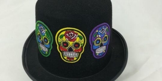 Day of the Dead Sugar Skeleton Top Hat Scary Cap