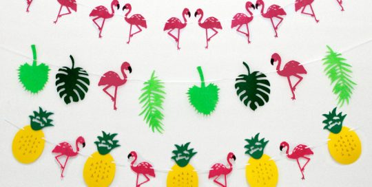 Assorted Flamingo Pineapple Banner Garland Decor Hawaiian Luau Party