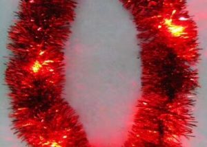 Red Light Up Metallic Tinsel Garlands Mardi Gras Decor