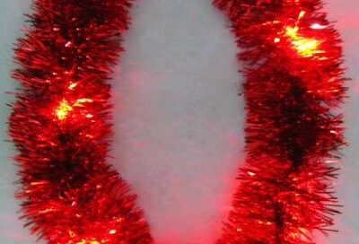 Red Light Up Metallic Tinsel Garlands Mardi Gras Decor