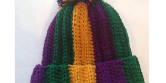 Mardi Gras Stripe Hat Knitted Hat PGG Hat Head Wear For Fat Tuesday