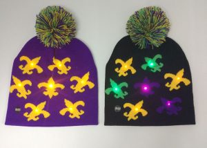 Lego Party Novelty Fleur De Lis LED Mardi Gras Light Up Beanie Hat