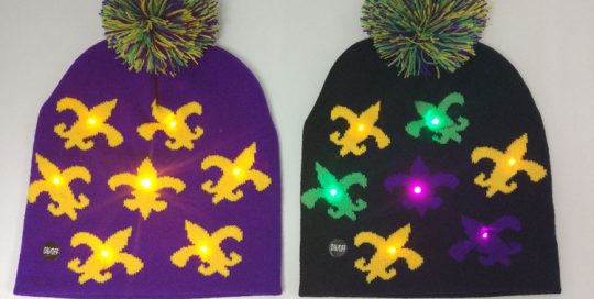 Lego Party Novelty Fleur De Lis LED Mardi Gras Light Up Beanie Hat