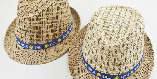 Fedora Straw Sun Hats W Smiling Ribbon For Summer Party