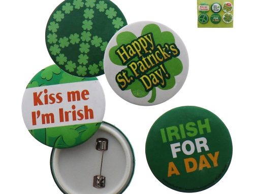 St. Patrick’s Day Shamrock Buttons Irish Pins Decor Party Favors Decorations