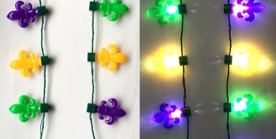 Mardi Gras 25in Long Mardi Gras Light Up Necklace PGG FDL Flashing Beads