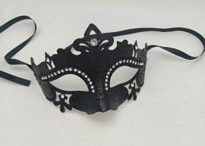 Black Glitter Mask w Rhinstones Masquerade Mask Venetian Mask