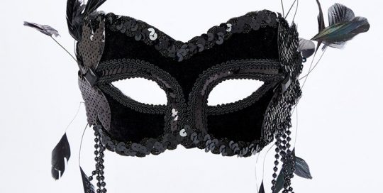 Black Masquerade Mask W Feathers and Beads For Women
