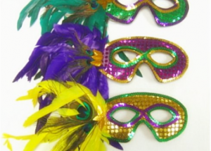 Mardi Gras Feather Mask with Stick