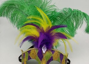 LED PARTY MASK PGG Mardi GRas Mask w Feathers