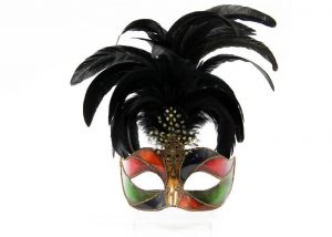 pl16904751 colombina plastic mask with feather 10 pf3029f