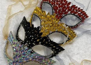 Rhinestone Oil Slick Eye Half Mask