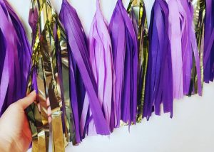 Purple and Gold Paper Tassels Mardi Gras Purple Gold Banner